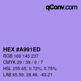 Color code: HEX #A991ED | qconv.com