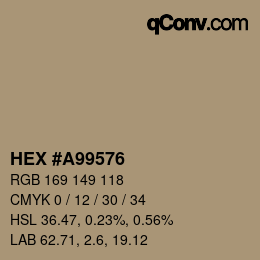 Código de color: HEX #A99576 | qconv.com