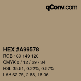 カラーコード: HEX #A99578 | qconv.com