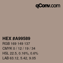 Color code: HEX #A99589 | qconv.com