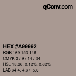 Color code: HEX #A99992 | qconv.com