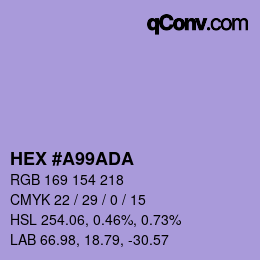 颜色代码: HEX #A99ADA | qconv.com