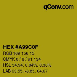 Color code: HEX #A99C0F | qconv.com