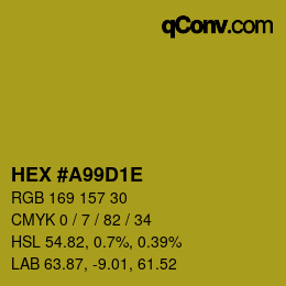 Color code: HEX #A99D1E | qconv.com