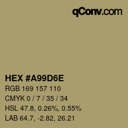 Color code: HEX #A99D6E | qconv.com