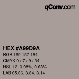 Color code: HEX #A99D9A | qconv.com