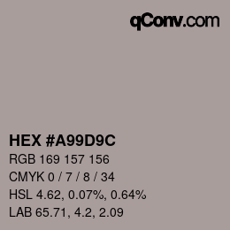 Color code: HEX #A99D9C | qconv.com