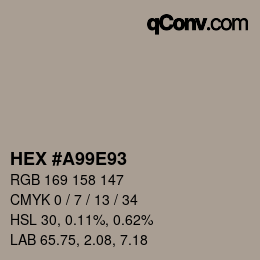 Farbcode: HEX #A99E93 | qconv.com