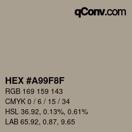 颜色代码: HEX #A99F8F | qconv.com