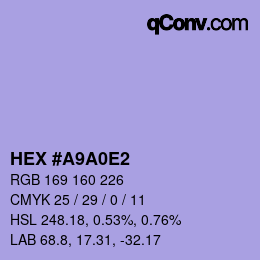 Color code: HEX #A9A0E2 | qconv.com