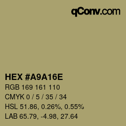 Color code: HEX #A9A16E | qconv.com