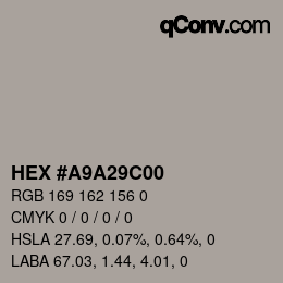 Color code: HEX #A9A29C00 | qconv.com