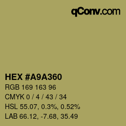 カラーコード: HEX #A9A360 | qconv.com