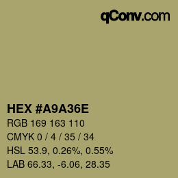 Color code: HEX #A9A36E | qconv.com