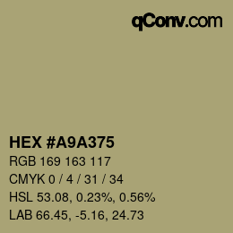 Código de color: HEX #A9A375 | qconv.com