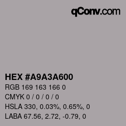 Color code: HEX #A9A3A600 | qconv.com