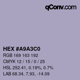 Color code: HEX #A9A3C0 | qconv.com