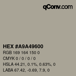 Farbcode: HEX #A9A49600 | qconv.com