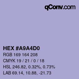 Farbcode: HEX #A9A4D0 | qconv.com