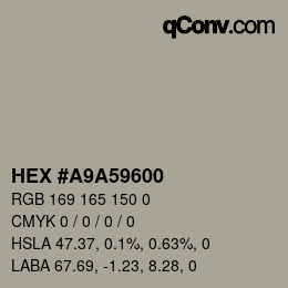 Color code: HEX #A9A59600 | qconv.com