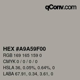 Color code: HEX #A9A59F00 | qconv.com