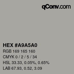 Código de color: HEX #A9A5A0 | qconv.com