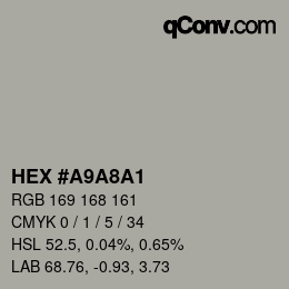 Color code: HEX #A9A8A1 | qconv.com