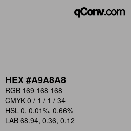 Farbcode: HEX #A9A8A8 | qconv.com