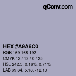 Farbcode: HEX #A9A8C0 | qconv.com