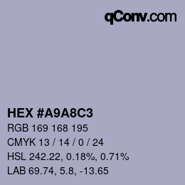 カラーコード: HEX #A9A8C3 | qconv.com