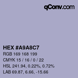 Color code: HEX #A9A8C7 | qconv.com