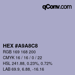 Color code: HEX #A9A8C8 | qconv.com