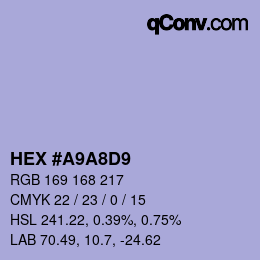 Color code: HEX #A9A8D9 | qconv.com