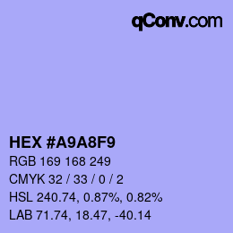 Color code: HEX #A9A8F9 | qconv.com