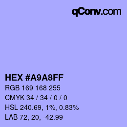 Color code: HEX #A9A8FF | qconv.com