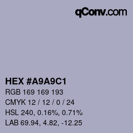 Código de color: HEX #A9A9C1 | qconv.com