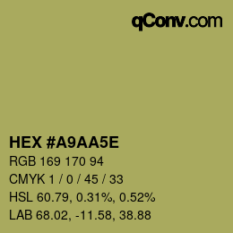 Color code: HEX #A9AA5E | qconv.com