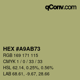 Color code: HEX #A9AB73 | qconv.com