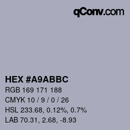 カラーコード: HEX #A9ABBC | qconv.com