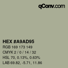 Color code: HEX #A9AD95 | qconv.com