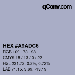Farbcode: HEX #A9ADC6 | qconv.com