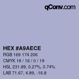 Color code: HEX #A9AECE | qconv.com