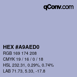 Color code: HEX #A9AED0 | qconv.com