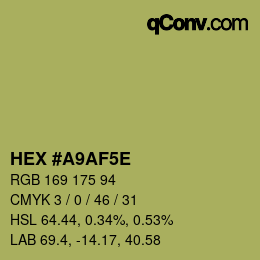 Farbcode: HEX #A9AF5E | qconv.com