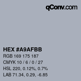 Farbcode: HEX #A9AFBB | qconv.com