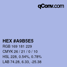 Color code: HEX #A9B5E5 | qconv.com