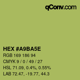 Color code: HEX #A9BA5E | qconv.com