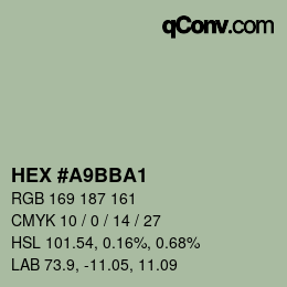 Color code: HEX #A9BBA1 | qconv.com
