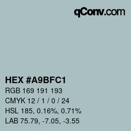 颜色代码: HEX #A9BFC1 | qconv.com