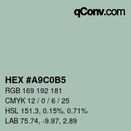 Color code: HEX #A9C0B5 | qconv.com